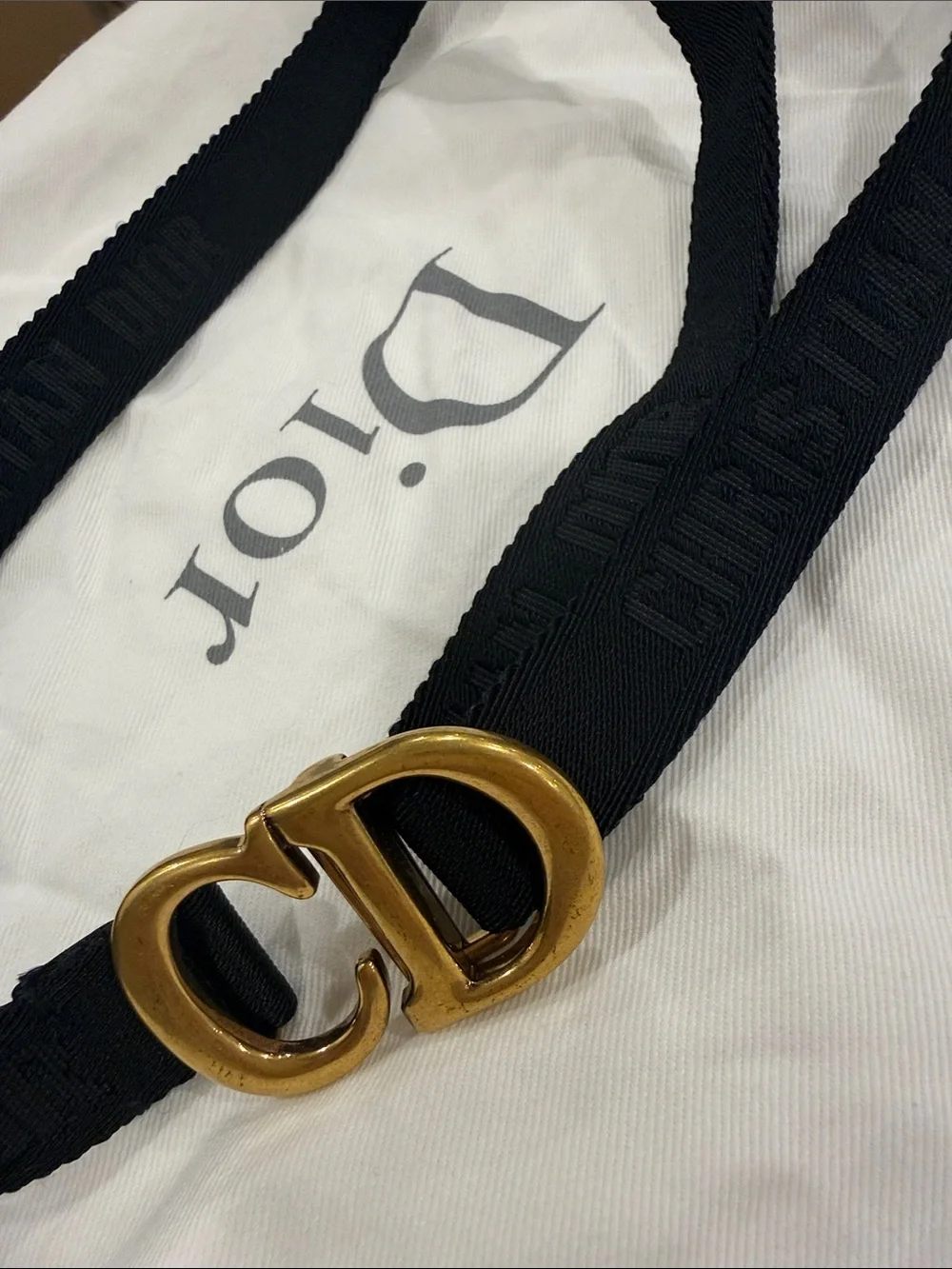 Christian Dior J’Adior Logo Ribbon Belt CD Buckle Black One Size NEW